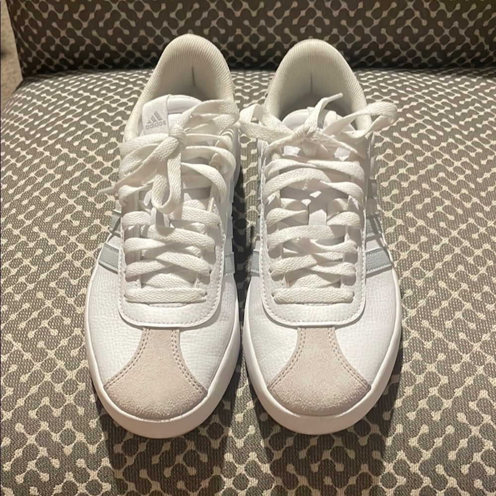 Adidas White, tan, and gray Sneakers